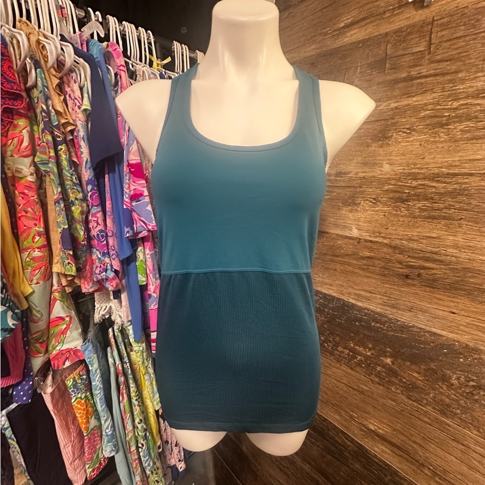 Fabletics Teal Fitted Workout Tank Top